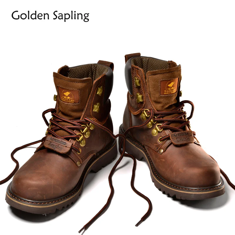 

Golden Sapling Hiking Shoes Men Trekking Boots Men's Sneakers Breathable Genuine Leather Rubber Tactical Shoes Sport Man Sneaker