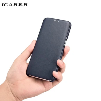 

iCarer For Samsung S8 Case Luxury Genuine Leather+Hard Armor Shockproof Flip Back Phone Case For Samsung S8 Plus Case Cover