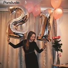 40 rose gold balloons foil Number balloon birthday party decorations kids figure Air Balloons globos happy