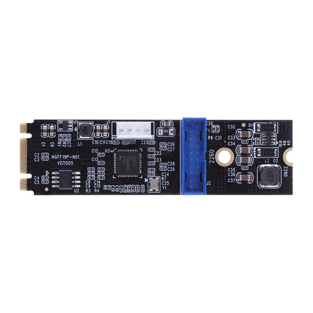 PC محول IDE 4PIN امدادات الطاقة M.2 NGFF NVME إلى USB 3.0 19Pin رأس تحويل بطاقة 2 ميناء USB3.0 التوسع بطاقة