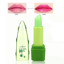 New Natural 99% ALOE VERA Moistourizing Lips Batom Jelly Lipstick Long Lasting Temperature Change Color Lipstick Makeup