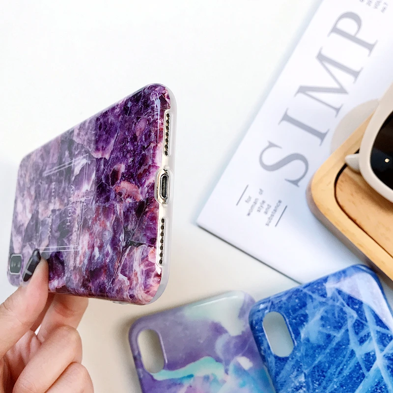Case For iPhone X Xr Xs Max Cover Chic Shiny Marble Skin Petal Soft TPU Girly  (11)