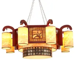 Подвесной светильник Ретро твердая древесина гостиной столовой лампы в китайском стиле чай зал Лобби овчины подвесные светильники wl04261106
