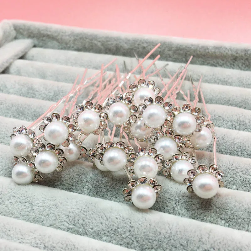 

FORSEVEN Fashion 10Pcs Bride noiva Hair Pins Beads Rhinestone Wedding Bridal Flower Hairpins Clip Grips Women Hair Jewelry