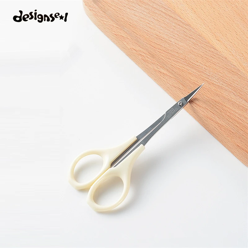 

White Makeup Nail Eyebrow Scissors Stainless Steel Tilted Tip Anti-skid Handle Nose Hair Beauty Scissor Trimming Tool