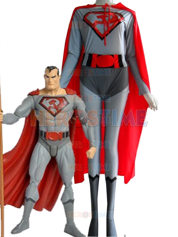 

Red Son Superman Costume Spandex Lycra Halloween Cosplay Male Superhero Costume The Most Classic Show Zentai Suit
