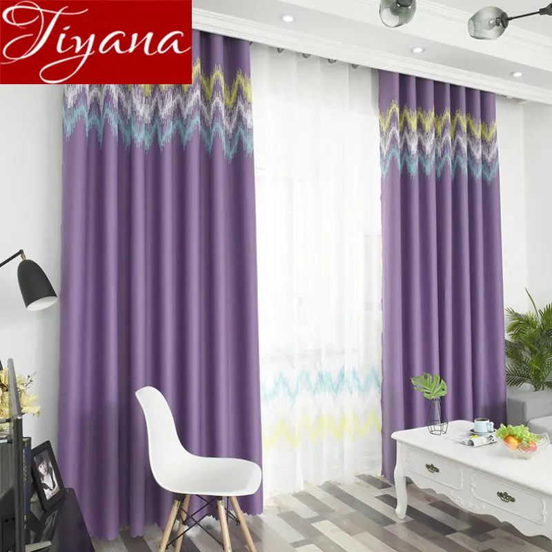

Striped Wave Colorful Curtain for Kids Baby Room Purple Drapes for Living Room Modern Window Sheer Fabrics Custom Made X516#30