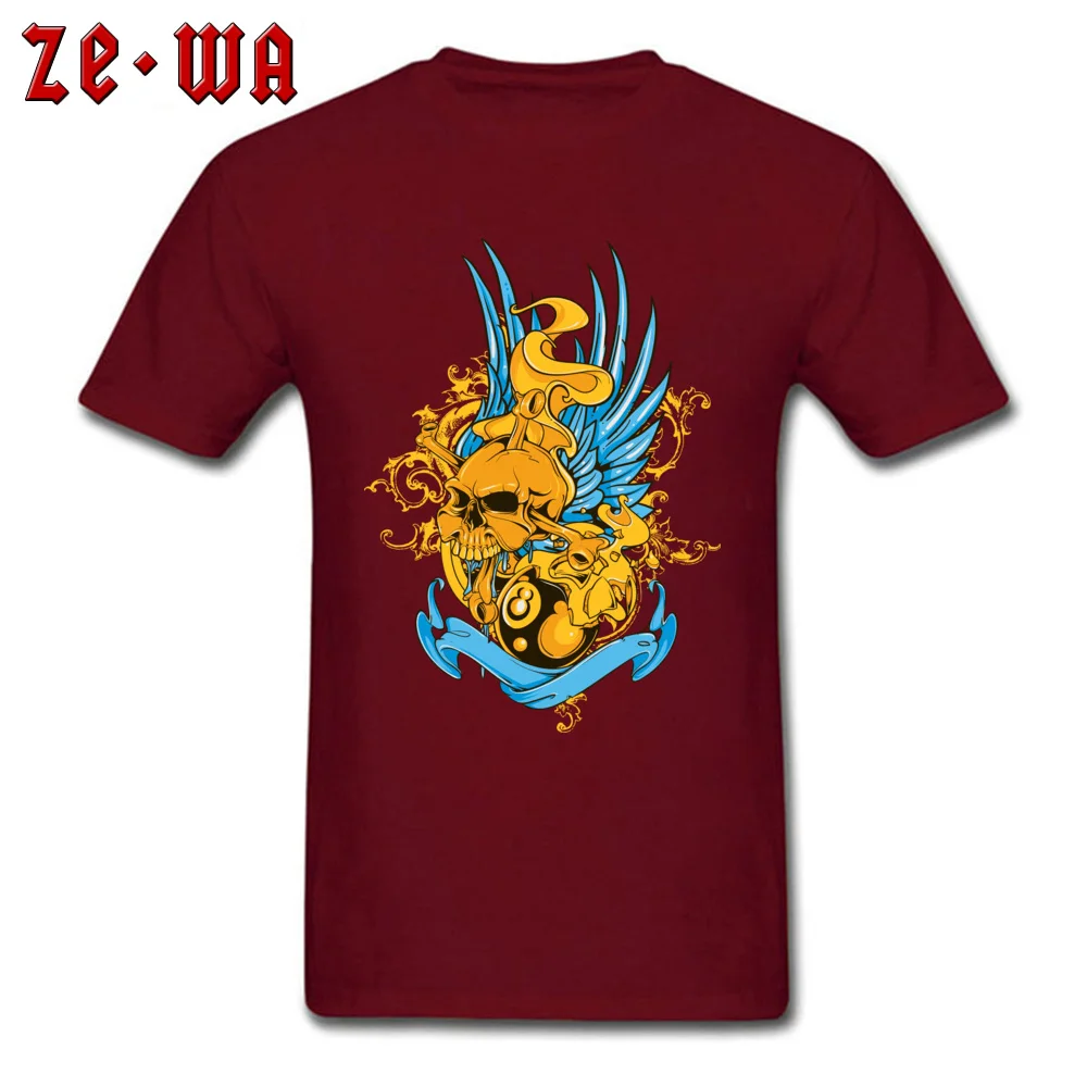 Tees blue wings skull printyy7 Lovers Day Coupons Summer Short Sleeve 100% Cotton O-Neck Men Top T-shirts Summer Tops Tees blue wings skull printyy7 maroon