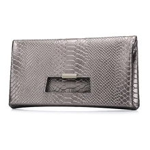 QIANGSHILI Brand Fashion Socialite Serpentine Split Leather Fold Over Envelope Luxury Handbags Women Bags Designer High Quality