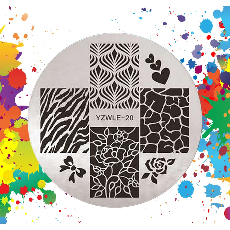 

1pc Stamping Plate Lace Flower Zebra Bow Nail Template Beauty Polish Transfer DIY Manicure Tools E20