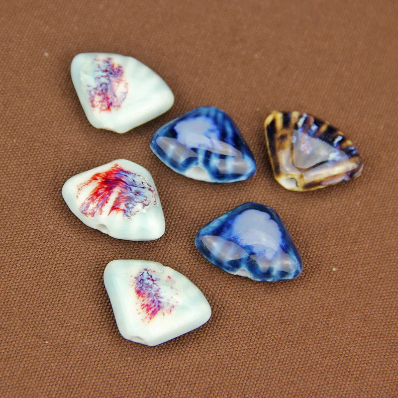

10pcs/lot Pretty Glazed Shell Ceramic Beads 23x17mm Designer Decoration Charm Spacer Accessories DIY Beading Jewelry Making