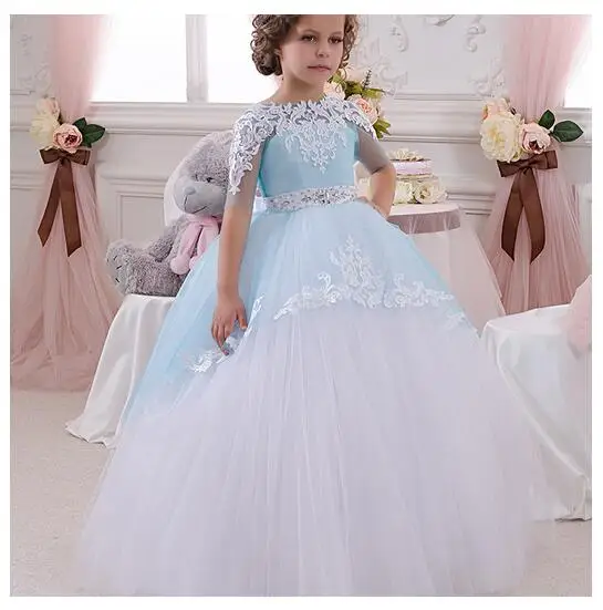 

Girl's Formal Dress 2017 Flower Girls Princess Dresses Kids Long Lace Diamond Party Birthday Ball Gowns Children's Wedding Dress