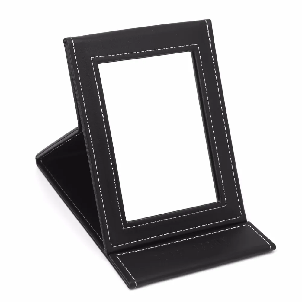 Portable Beauty PU Leather Makeup Cosmetic Compact Folding Table Mirror