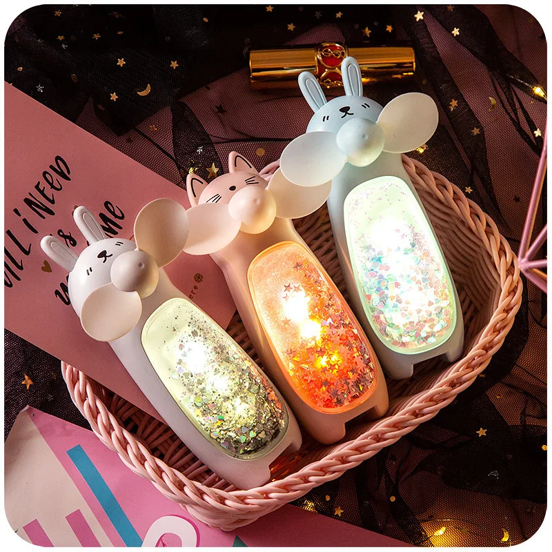 

Portable USB Battery Fan Mini Cute Bear Fan with Led light Air Conditioning Fans Cooler Hand Held Cooling Fan Neck Hanging Fan