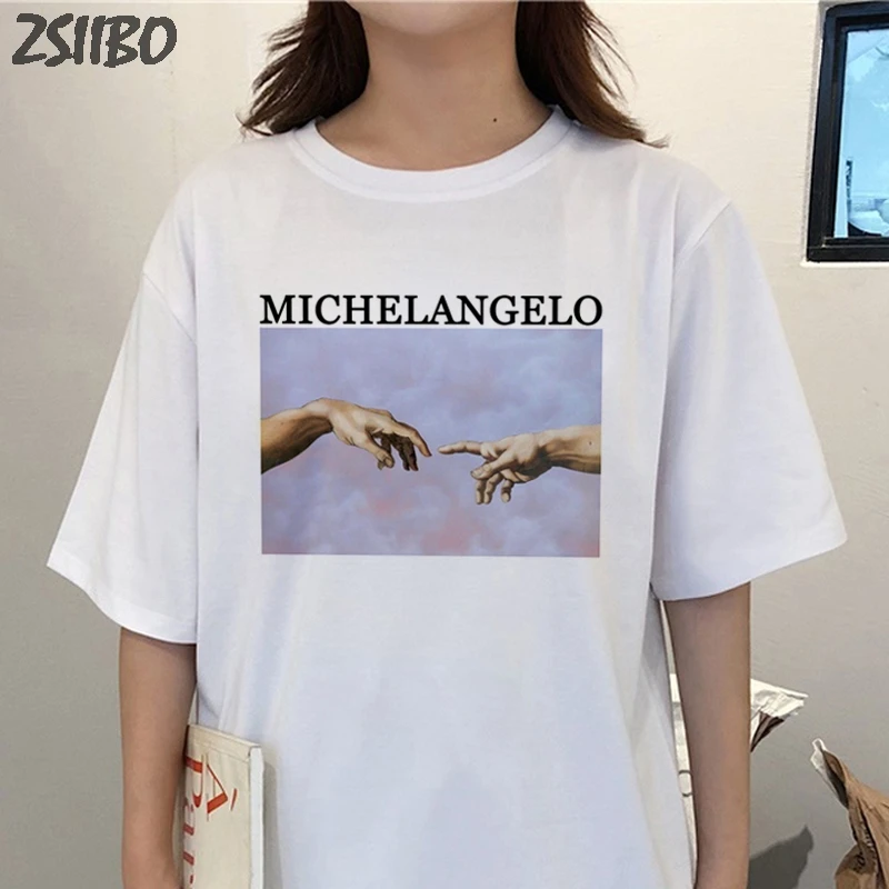 

Women Tee You Looked Like Heaven and I Felt Like Hell Michaelangelo the Last Judgement Hands drop shipping female t shirt S-2XL