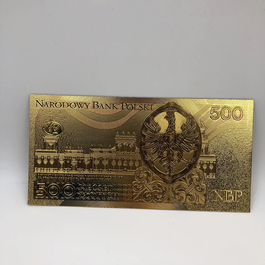 1 шт. новая польская валюта разработана 24 K Золотая фольга банкнота 500 PLN для банка подарочные сувениры коллекции