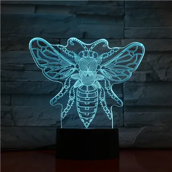 

Animal Bee Led Night Light Touch Sensor 7 Color Changing Apis Decorative Lamp Child Kids Baby Kit Nightlight Honeybee 3D Lamp