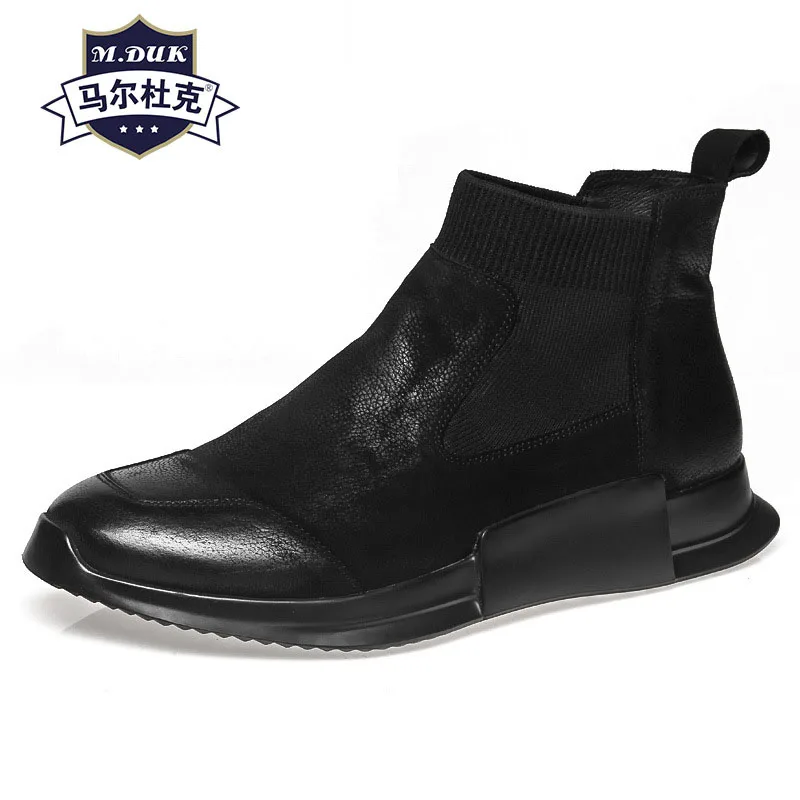 

velvet Autumn New British High-top Men's Fashion Shoes Genuine Leather mens shoes casual men loafer shoes owhide cashmere zipper