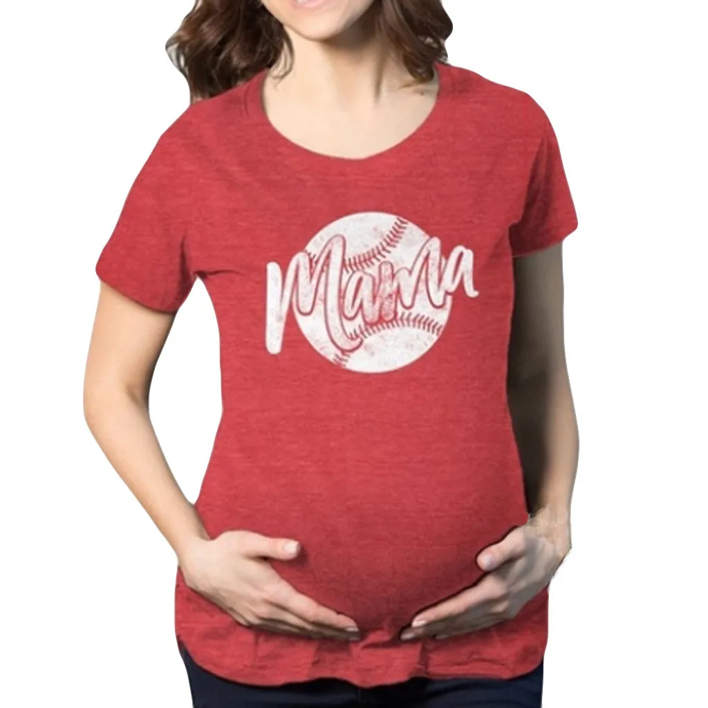 

Loose Fit Clothes Comfortable Maternity T-shirt Maternity Cute Letter Print O-Neck Short Sleeve T-shirt Pregnant Clothes Summer