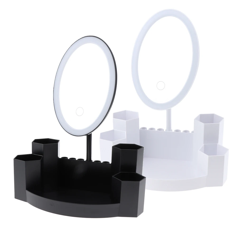 Makeup Mirror with Storage Space, LED Vanity Cosmetic Mirror, for Bedroom,Touch Screen and 180° Adjustable Rotation Makeup Mirror with Storage Space, LED Vanity Cosmetic Mirror, for Bedroom,Touch Screen and 180° Adjustable Rotation
