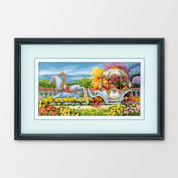 

Gorgeous carriage DIY Counted Cross Stitch kits Pattern Printed On Canvas DMC 11CT 14CT Animal Needlework Set Embroidery xxfish