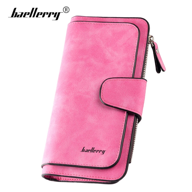

Baellerry Brand Wallet Women Long Leather Purse Wallets Card Holder Clutch Phone Money Bag Zipper Rose Red Walet Vallet Perse