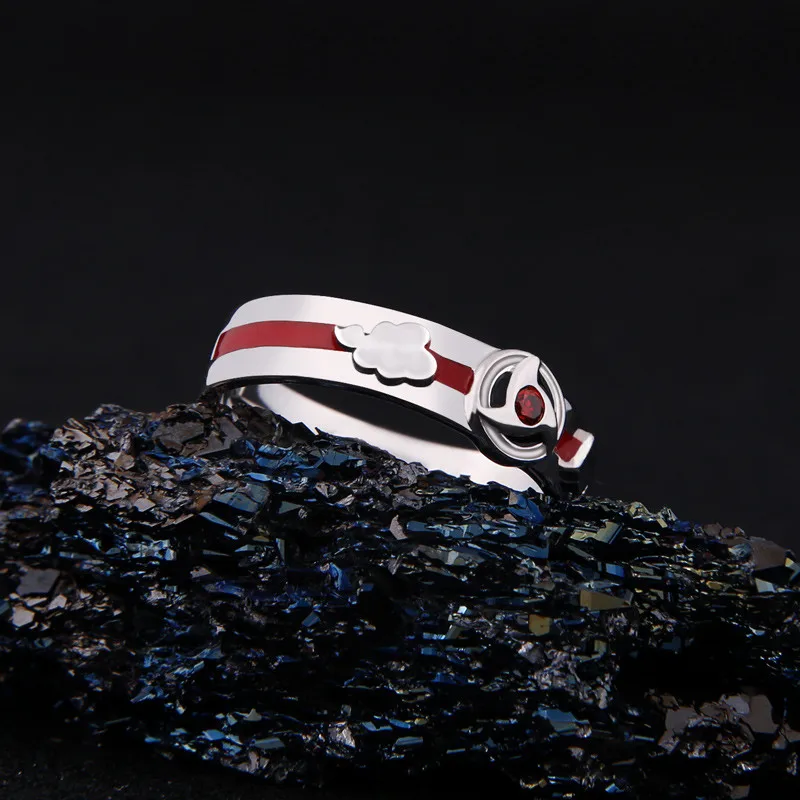 Наруто Учиха Итачи Шаринган аниме 925 пробы Серебряное регулируемое кольцо подарок на Хэллоуин косплей аниме-кольцо Размер#8
