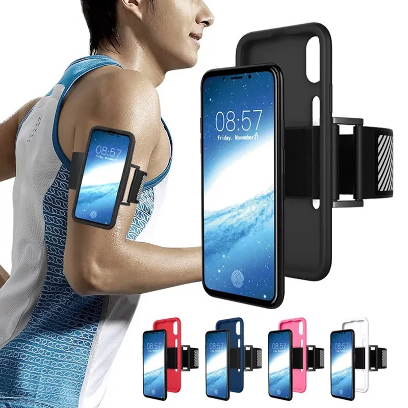 Silicone Armband Case For iPhone X Multi-function Sports Running Armband For iPhone Xs X Acrylic Fibers Universal Phone Bag Case