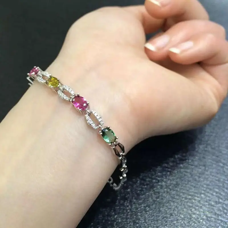 

2017 New Qi Xuan_Tourmaline Stone Luxury Bracelets_S925 Solid Silver Fashion Tourmaline Bracelets_Manufacturer Directly Sales