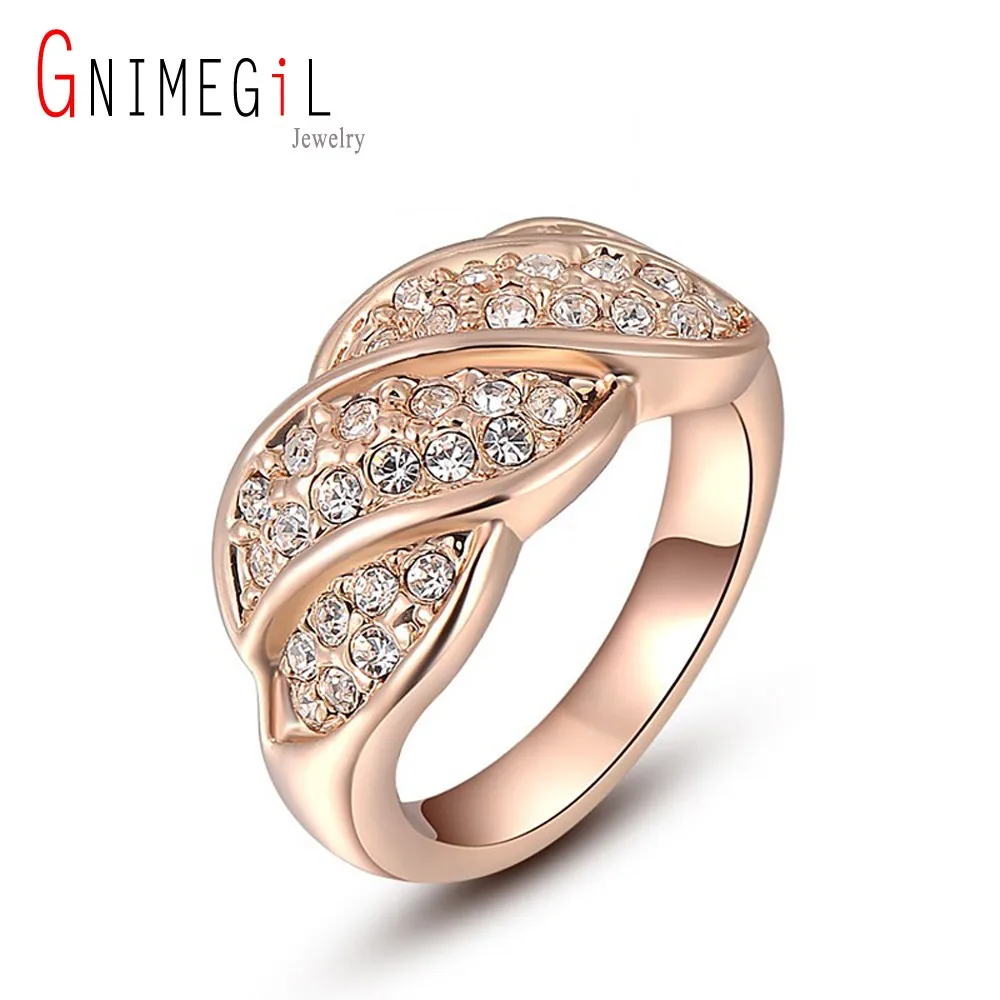 GNIMEGIL Brand Jewelry Rose Gold Color Geometric Ring Lovers Natural Stone Rings Super Junior