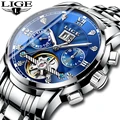LIGE Herren Uhren Top Brand Luxus Leder Quarzuhr Männer Casual Military Wasserdicht Sport Armbanduhr Relogio Masculino-in Quarz-Uhren aus Uhren bei