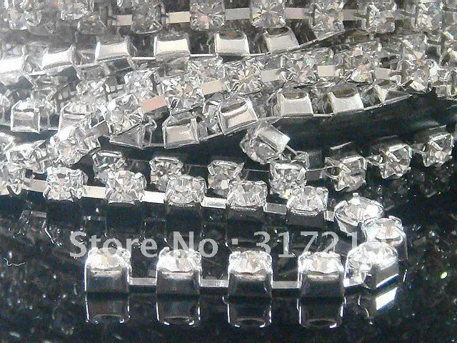 Цепочка для чашек Crystal Стразы серебряная основа SS8 прозрачный цвет 20