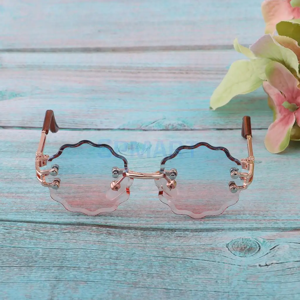 Stylish Metal Frame Glasses Eyewear Wave-shaped Sunglasses For Blythe 12inch Fashion Doll Outfits Dress-up Accessory