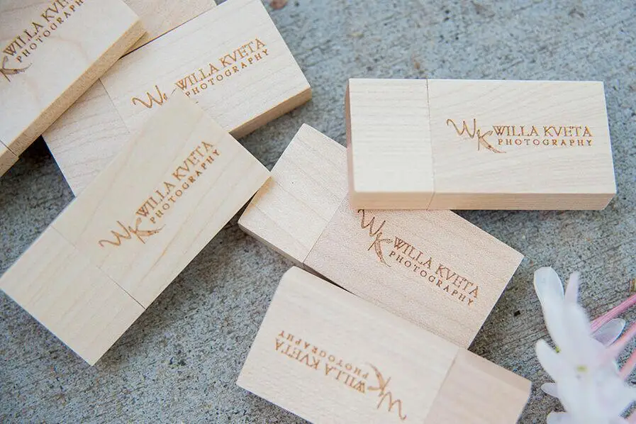 Custom Wooden Wood DIY logo usb 2.0 Version memory flash stick pen drive for wedding photography (we recomend 15pcs)