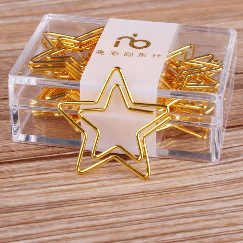 

10 Pcs/pack Kawaii Golden Hollow Five Pointed Stars Metal Bookmarks Paper Clips Memo Photo Message Clip Page Holder Stationery