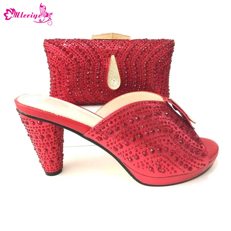 New Arrival Italian Shoes with Matching Bags Set Decorated with Rhinestone Women Italian African Party Pumps Shoes and Bag Set