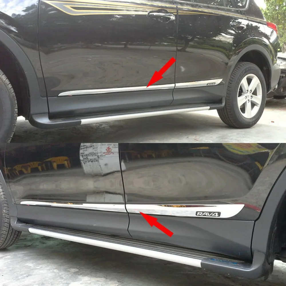 ABS Chrome Body Door Side Molding Cover Trim 4pcs For Toyota RAV4 RAV 4