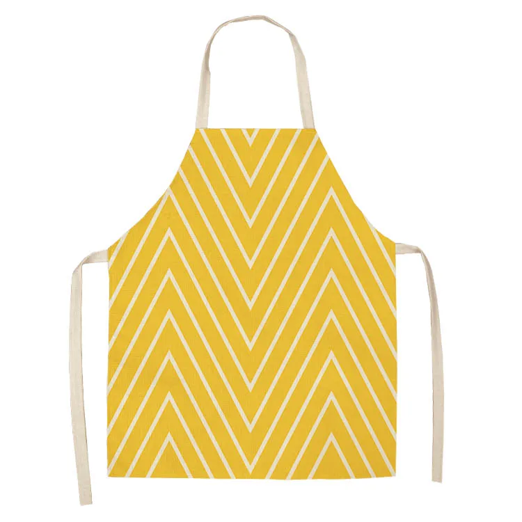 1 шт., желтые геометрические Кухонные фартуки для женщин, хлопковые льняные нагрудники, домашний шиньон, фартук для приготовления пищи, 53*65 см, Q0003 - Цвет: K
