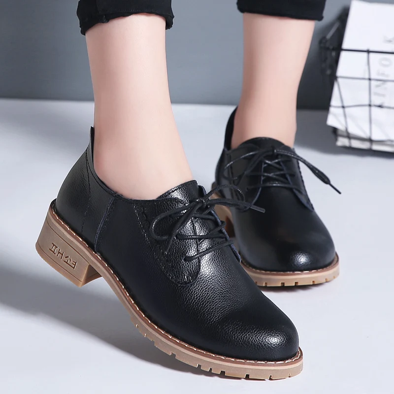 

Small Leather Shoes Female Students Korean Version Of The Wild With Casual Leather Shoes Thick With Single Shoes Spring