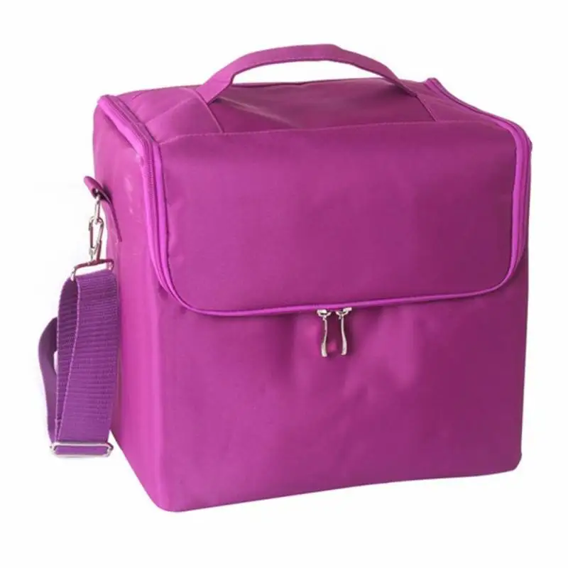 SAFEBET бренд для женщин Макияж Органайзер большой емкости многослойная вагонка профессиональная косметичка чехол инструмент для салонов красоты корзина - Цвет: Purple