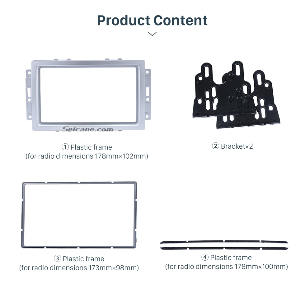 Seicane 2 DIN 173*98/178*100/178*102 мм установки рамы автомобиль радио dvd-плеер Панель панель для Chrysler 300C серебро