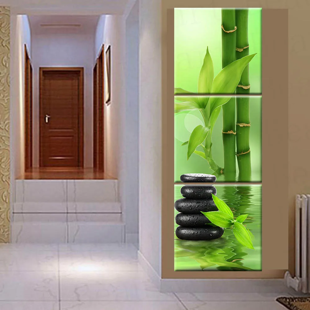 

Canvas Prints Pictures 3 Panel Wall Art Canvas Painting Spa Stone Bamboo Home Decoration For Living Room