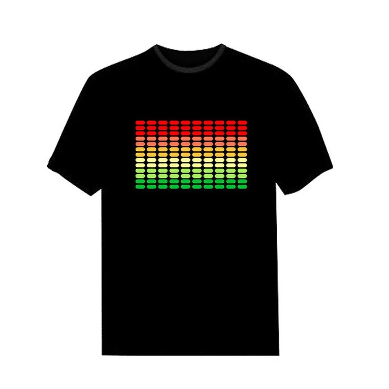 

2019 Promotional Sound Activate LED T-Shirt Light Up and Down Blinking Equalizer T-Shirt Men's Rock Disco Ball DJ T-Shirt