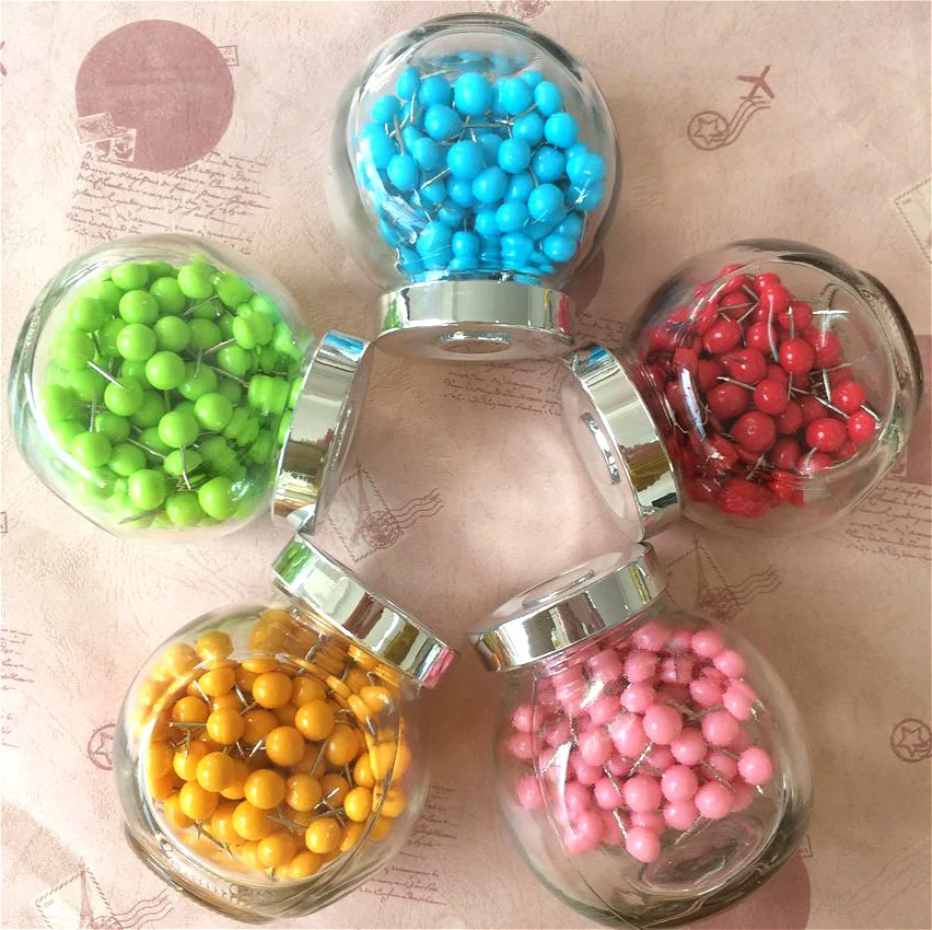 

100pcs/pkg cute cork bulletin boards pin candy color push nail pin board cork wall pushpin Holiday decoration tool