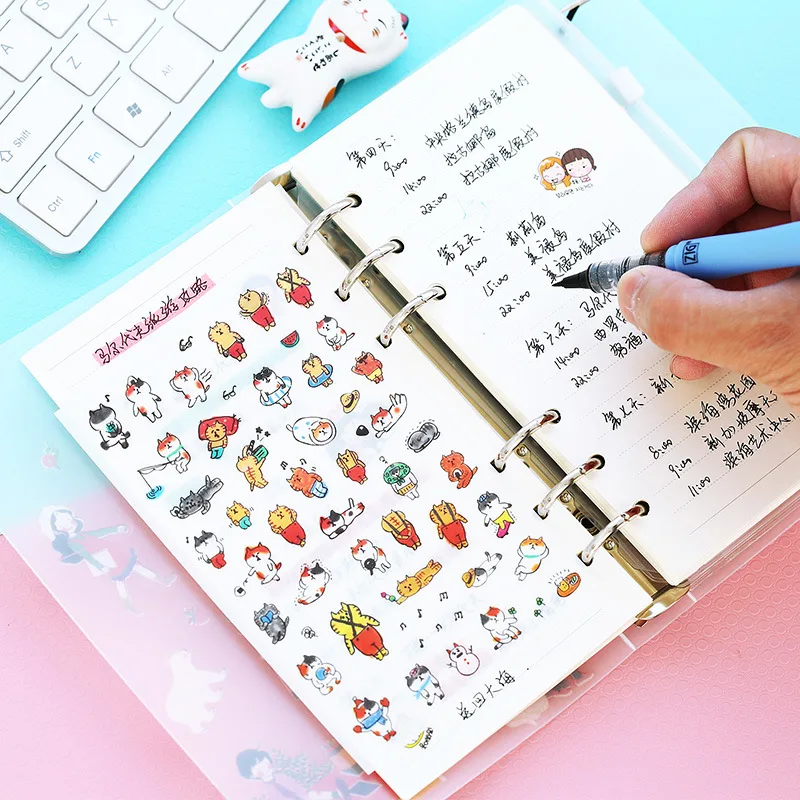 

6sheets/lot Cartoon Cats Expression Decoration Sticker Transparent Stationery Stickers Scrapbooking for Diary Photo Album School