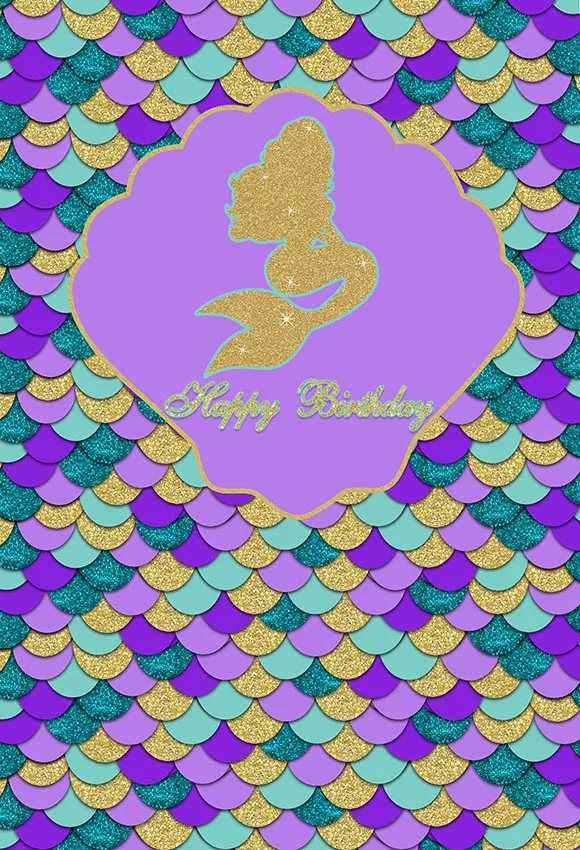 

Background photography Purple Teal Glitter Gold Mermaid photo background Custom Birthday party Sign backgrounds photo studio