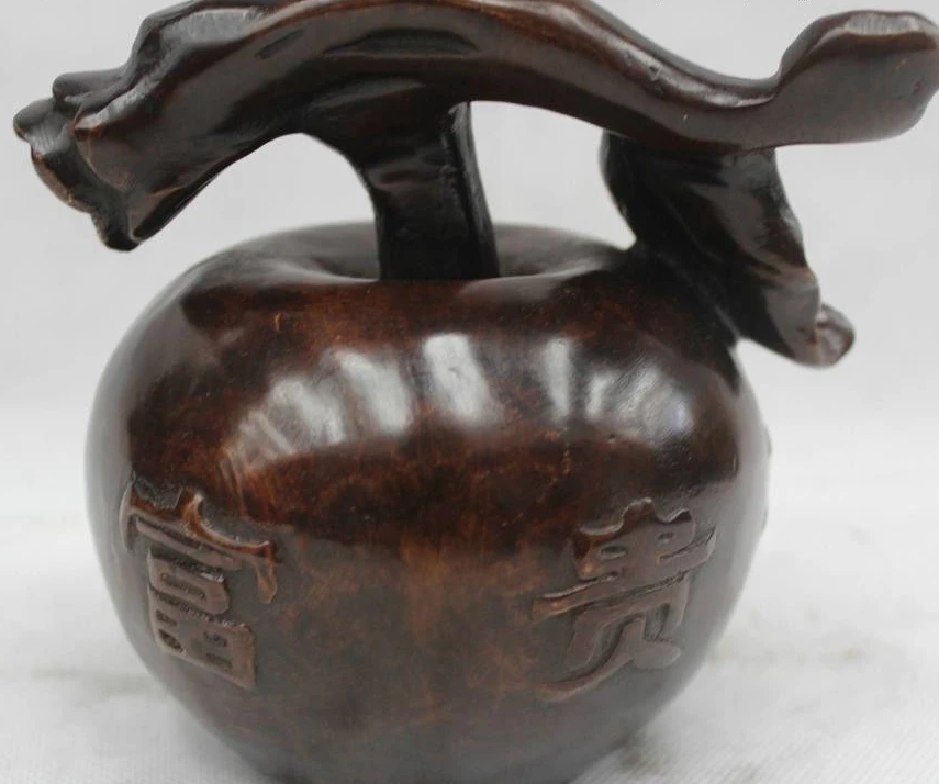 

5"China Chinese Bronze beautiful riches and honour safeness apple Statue