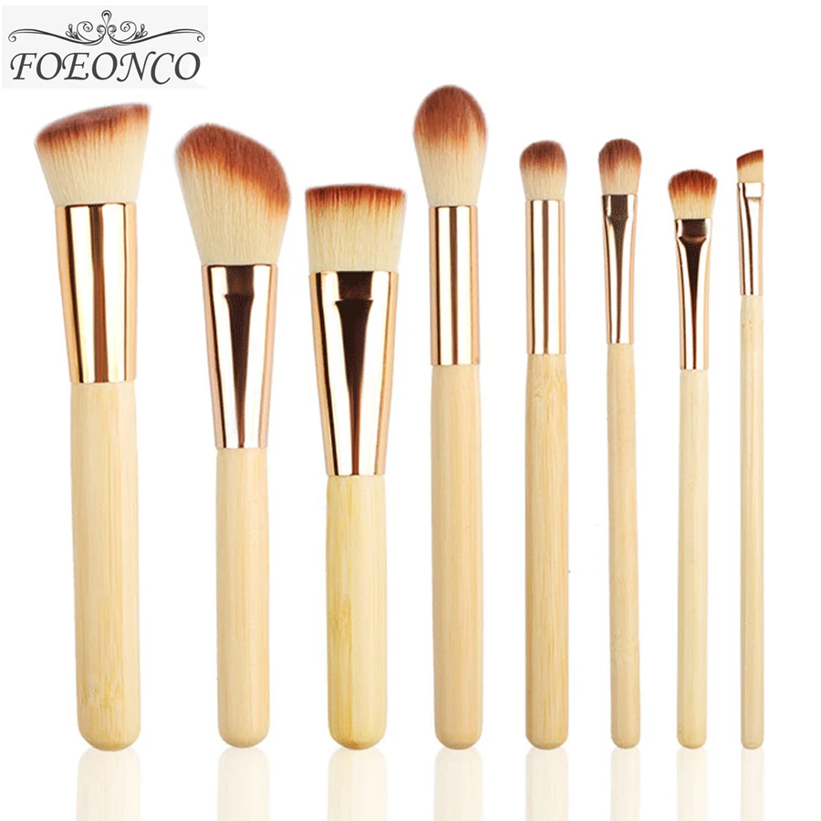 

8pcs Beauty Bamboo Professional Makeup Brushes Make up Kwasten Brush Sst Foundation eyeliner Eyebrow Lip Brushes Tools kit