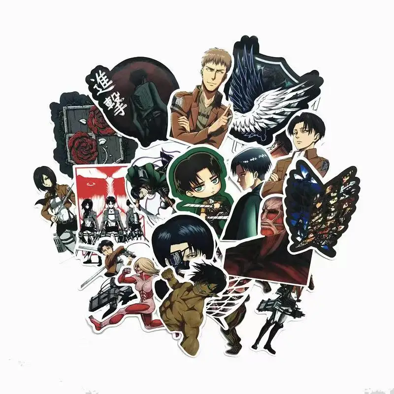 42 шт./лот наклейки японского аниме Атака Титанов Mikasa Levi Eren для автомобиля