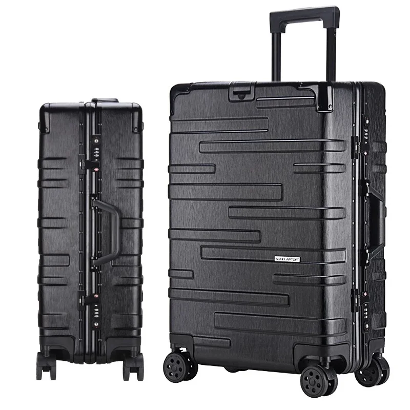 Тренд 24 26 дюймов багаж на колёсиках алюминиевая рама тележка твердая Дорожная сумка 20 29 женская сумка-интернат переноска чемоданы багажник - Цвет: Aluminum frame
